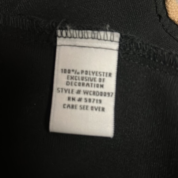 ❣️C’est Nous Tan Trim Black Crepe Office Career Casual Church Dinner Party Dress - Picture 10 of 12